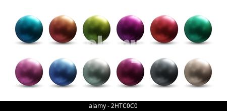 Set of realistic metal balls Stock Vector