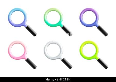 Search icons collection realistic 3d vector illustration Stock Vector