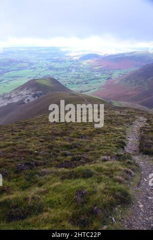 The Ridge Path from 'Dodd' to the Wainwright 'Whiteside' in the Vale of Lorton, Lake District National Park, Cumbria, England, UK. Stock Photo