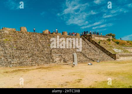 Ancient Zapotec structures inside Monte Alban Archaeological Zone Stock Photo