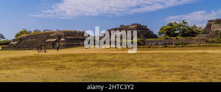 Ancient Zapotec structures inside Monte Alban Archaeological Zone in Mexico Stock Photo