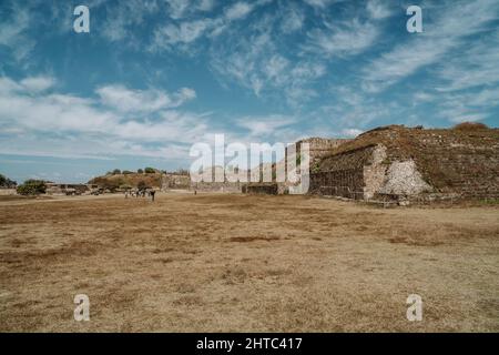 The ancient Zapotec structures inside Monte Alban Archaeological Zone in Mexico Stock Photo