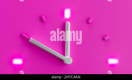 Pink 3d Clock Time 11:50 o Clock pm am Stock Photo