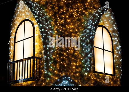 Close-up shot of Christmas decorations in Constanta city park - Romania. Stock Photo