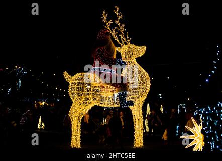 Christmas decorations in Constanta city park in Romania Stock Photo