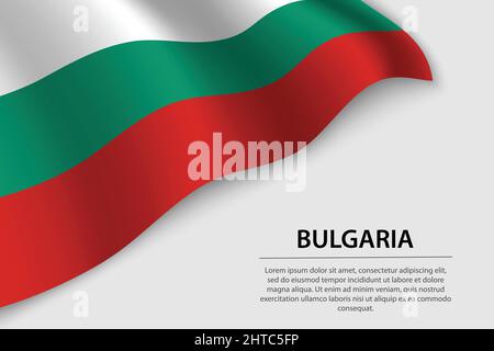 Wave flag of Bulgaria on white background. Banner or ribbon vector template for independence day Stock Vector