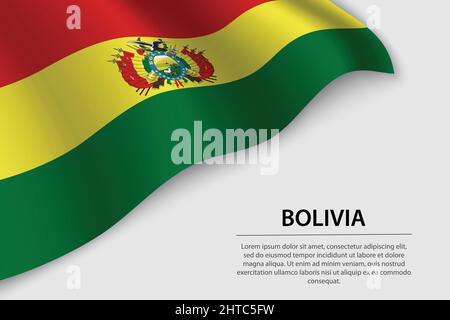 Wave flag of Bolivia on white background. Banner or ribbon vector template for independence day Stock Vector