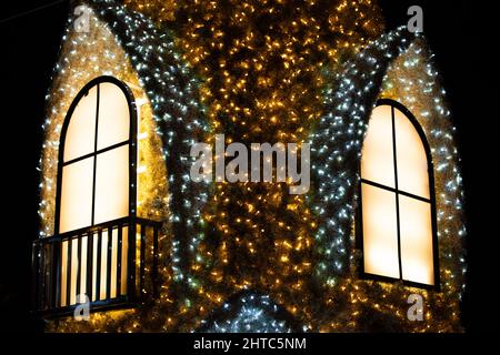 Close-up shot of Christmas decorations in Constanta city park - Romania. Stock Photo