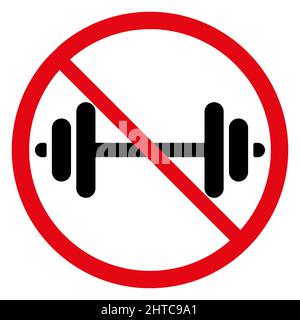 No dumbbell sign. Vector sign on white background Stock Vector