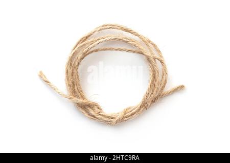 Twisted, circle thin rope isolated on white Stock Photo