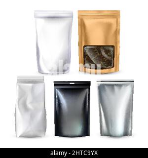 Bag zip pouch mockup set vector Stock Vector