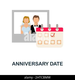 Anniversary Date flat icon. Colored element sign from family collection. Flat Anniversary Date icon sign for web design, infographics and more. Stock Vector