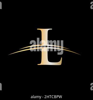 initial letter VL logotype company name colored red, black and yellow  swoosh design. isolated on white background.
