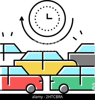 waiting time in traffic jam color icon vector illustration Stock Vector