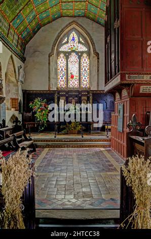 The interior of St James, an attractive 13th century church in the Early English style, Kinnersley, Herefordshire, UK Stock Photo