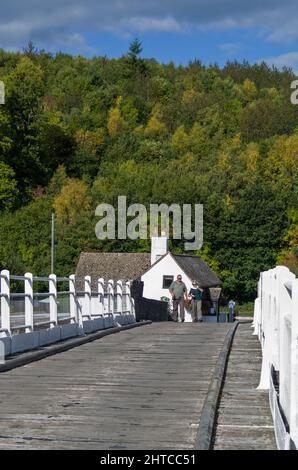 Toll bridge across the River Wye at Whitney On Wye, Herefordshire, UK Stock Photo