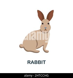 Rabbit flat icon. Colored element sign from farm animals collection. Flat Rabbit icon sign for web design, infographics and more. Stock Vector
