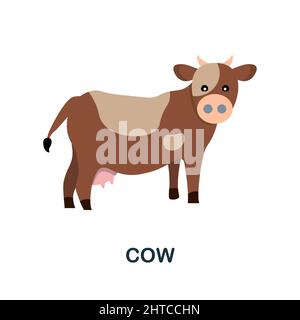 Cow flat icon. Colored element sign from farm animals collection. Flat Cow icon sign for web design, infographics and more. Stock Vector