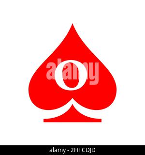 Letter O Casino Logo. Poker Casino Vegas Logo Template On Letter O. Poker Club Sign Stock Vector
