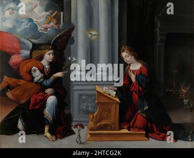 The Annunciation, 1528. Found in the Collection of the Musei Vaticani in Viale Vaticano, Rome. Stock Photo