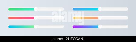 Sliders set. Gradient user interface elements. Switches for web pages, mobile applications. Vector illustration. Stock Vector