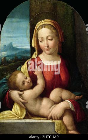 Virgin and Child, 1525-1530. Found in the Collection of the Accademia Carrara, Bergamo. Stock Photo