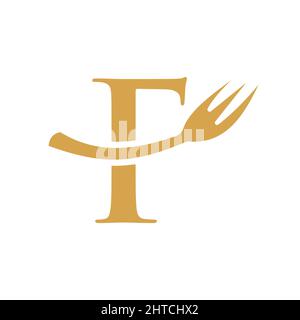 Restaurant Logo Template On Letter F. Letter F Restaurant Logo Sign Design Stock Vector