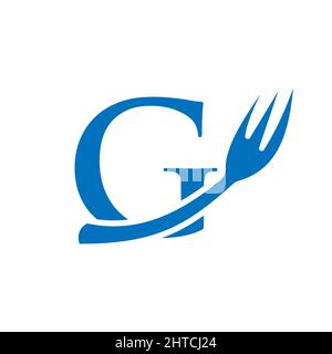 Restaurant Logo Template On Letter G. Letter G Restaurant Logo Sign Design Stock Vector