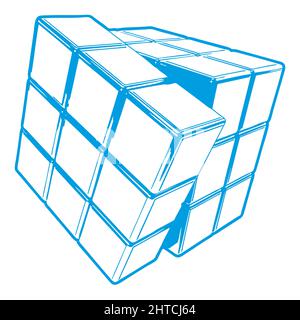 3d rendering of game cube puzzle solution symbol Stock Photo