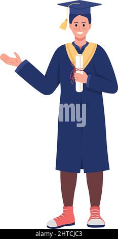 Happy graduation ceremony semi flat color vector characters Stock ...