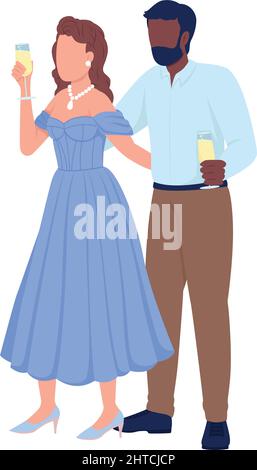 Loving couple raising toast semi flat color vector characters Stock Vector
