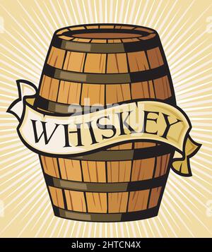 Whiskey label (wooden barrel) Stock Vector