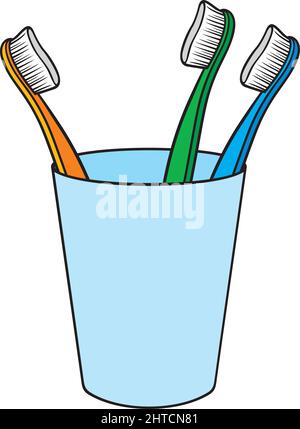 Toothbrushes in holder (a cup) vector illustration Stock Vector