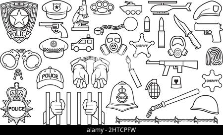 Police thin line icons set vector illustration Stock Vector