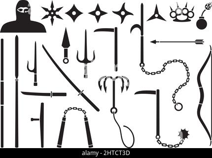 Ninja weapons icons set vector illustration Stock Vector