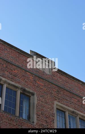 The cornice of an old brick mansion. Stock Photo