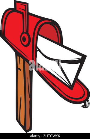 Post mailbox with letter inside vector illustration Stock Vector