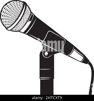 Retro microphone with stand vector illustration Stock Vector