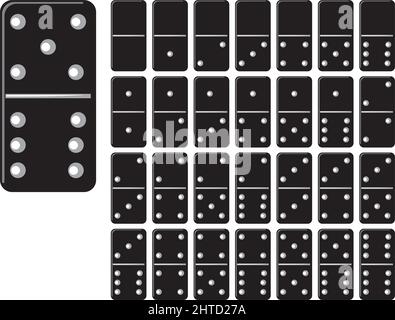 Collection of domino set with black spot vector illustration Stock Vector