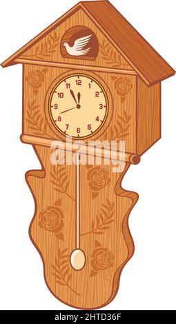 Wooden cuckoo clock vector illustration Stock Vector