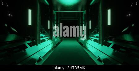 Artificial Intelligence Alien Hangar Tunnel Futuristic Hallway Cyberpunk Awesome Light Grey Colors Alien Scene Concept Art Stock Photo