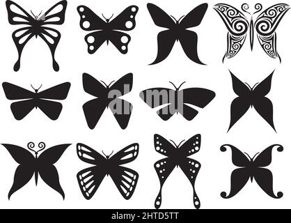 Set of decorative butterflies. Set of butterflies silhouettes isolated ...