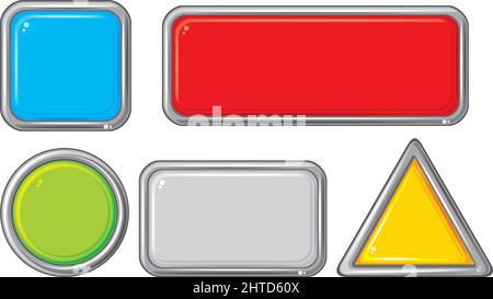Collection of five buttons (vector design elements). Vector illustration. Stock Vector