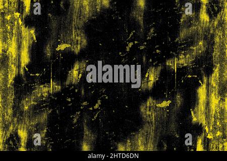 Yellow color abstract scratched dark metal texture background Stock Photo
