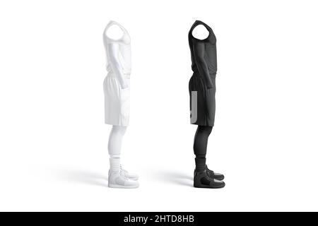 Blank black and white basketball uniform mockup, profile view Stock Photo