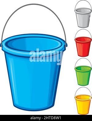 Vector illustration of colored bucket with handle Stock Vector