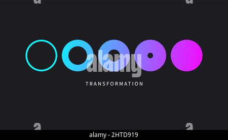 Transform, transformation icon. Abstract geometric transformation logo, coach symbol, evolution vector concept. Business progress sign. Change, innova Stock Vector