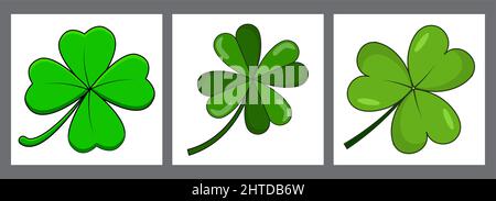 Three and Four Leaf Clovers isolated on white Stock Vector