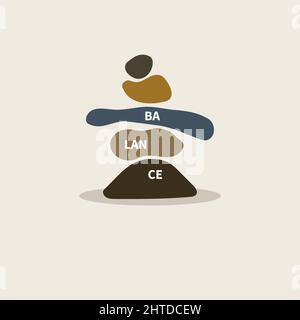 Balance, harmony logo. Stack of stones, zen icon. Balance symbol. Buddhism, harmony vector illustration Stock Vector