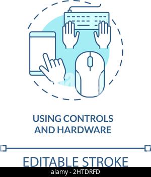 Using controls and hardware turquoise concept icon Stock Vector